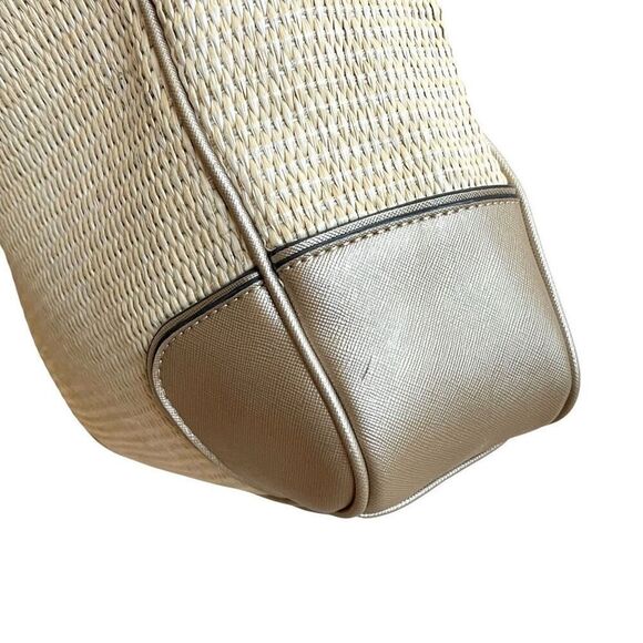 Calvin Klein raffia woven metallic tote‎ bag - Picture 9 of 16